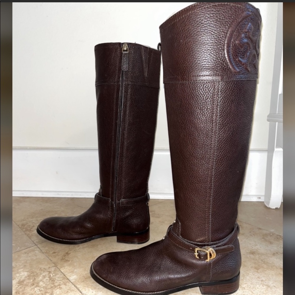 Tory Burch Brown Leather Riding Boots